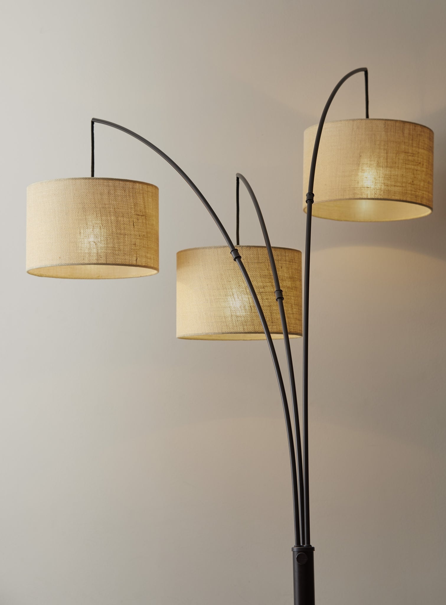 Trinity Arc Lamp - Beige 3-Arm Antique Bronze-Lighting-DECOROLALA