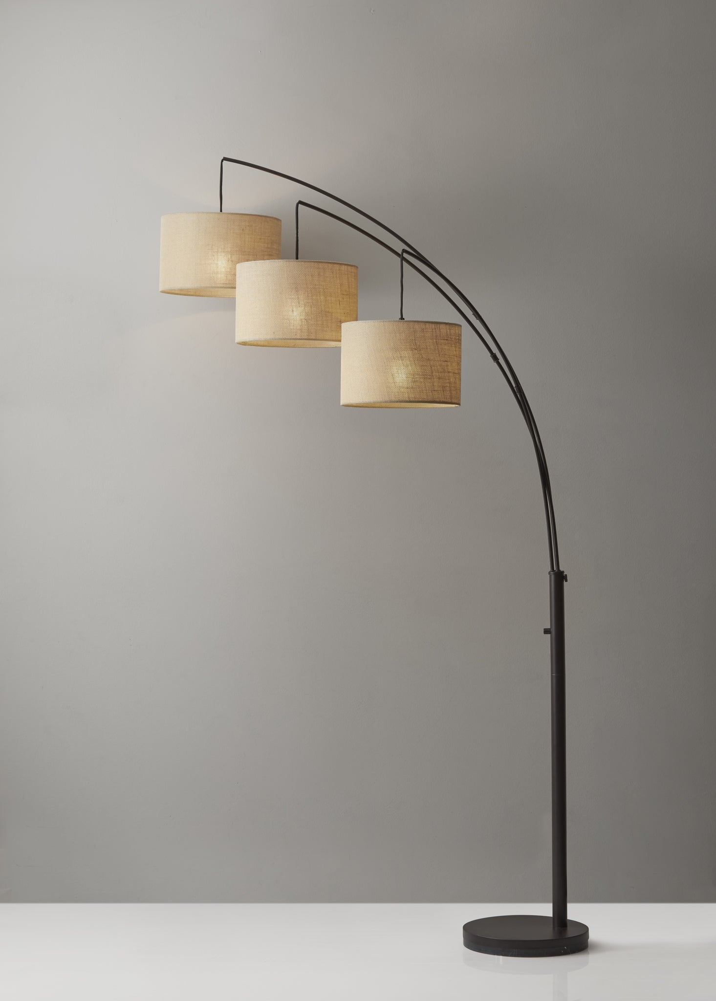 Trinity Arc Lamp - Beige 3-Arm Antique Bronze-Lighting-DECOROLALA