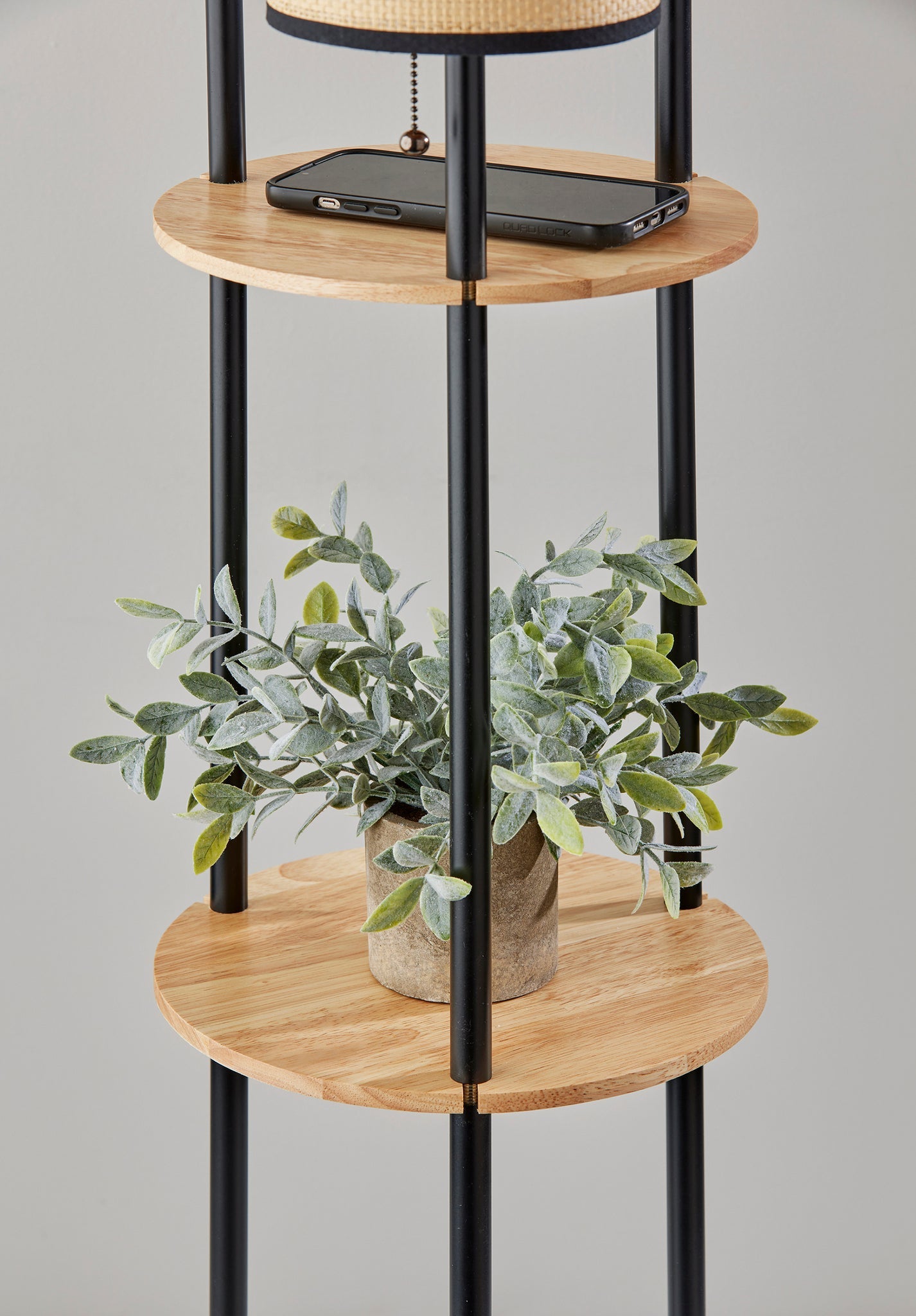 Trio Floor Lamp- Black and Antique Brass-Lighting-DECOROLALA