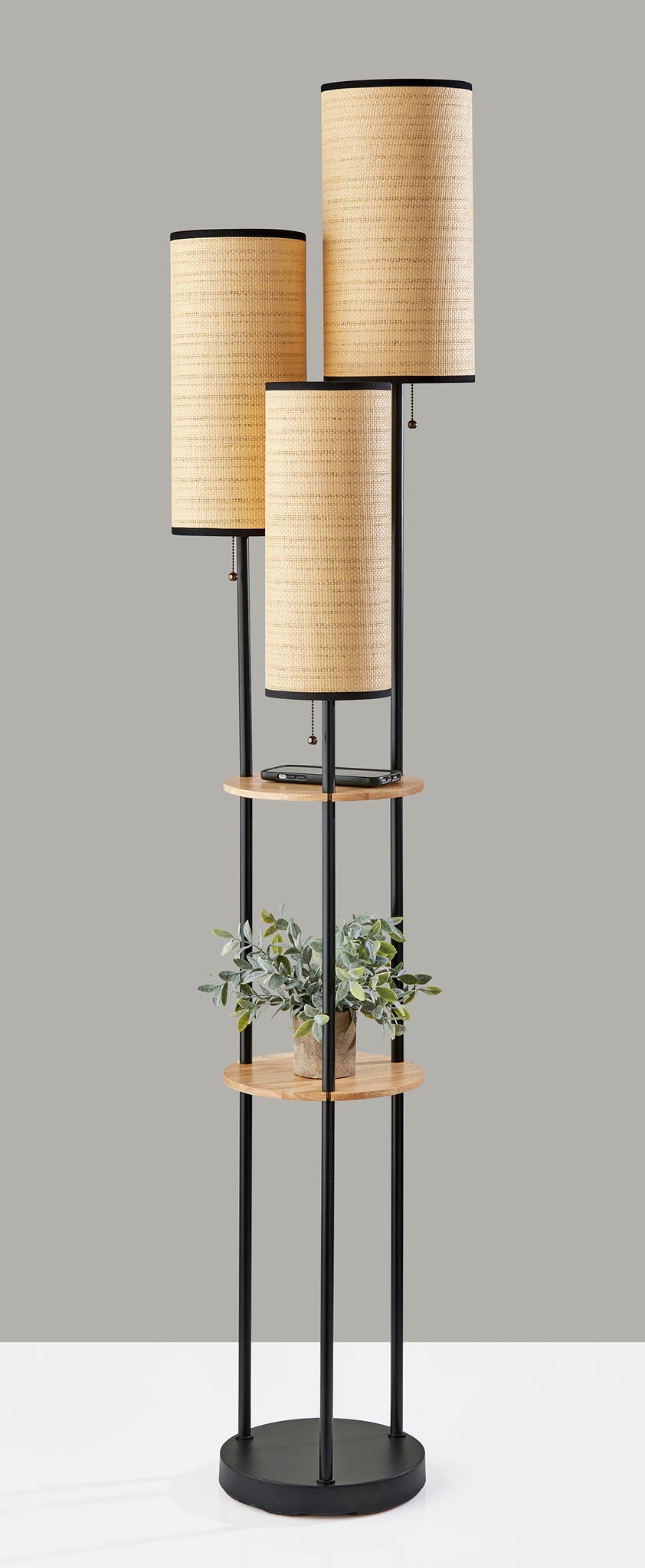 Trio Floor Lamp- Black and Antique Brass-Lighting-DECOROLALA