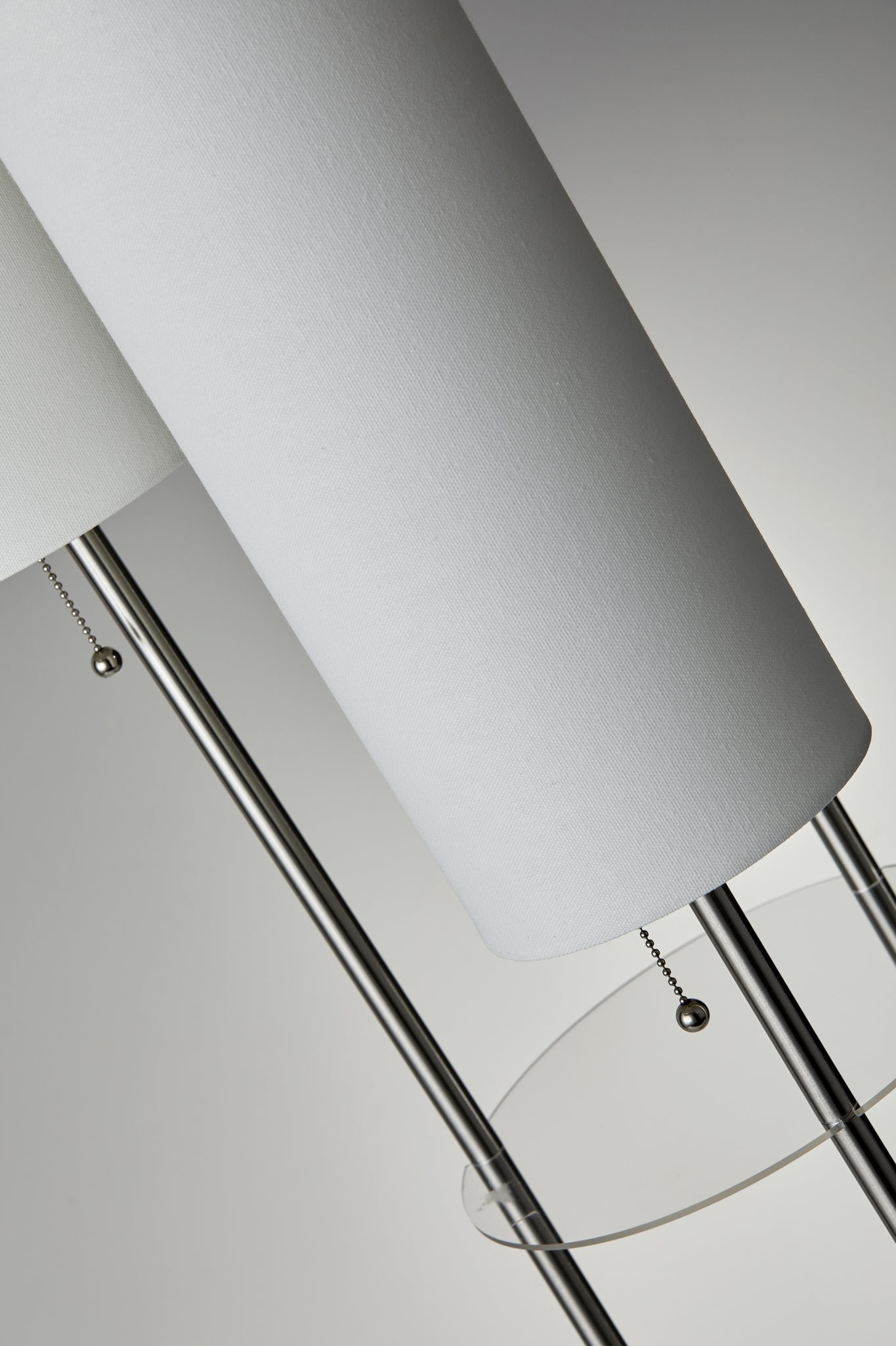 Trio Floor Lamp with Shelves - Satin Steel White-Lighting-DECOROLALA