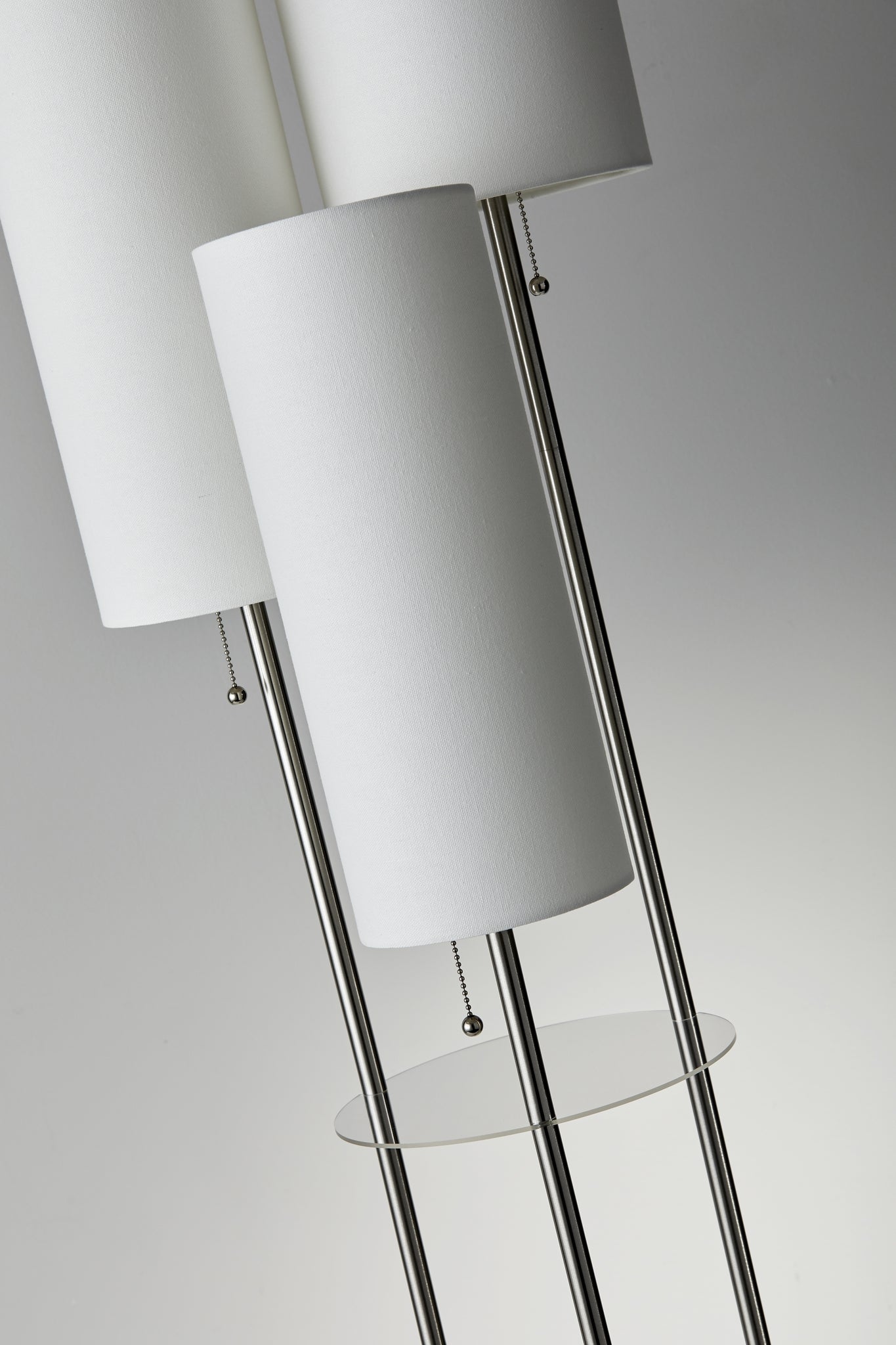 Trio Floor Lamp with Shelves - Satin Steel White-Lighting-DECOROLALA
