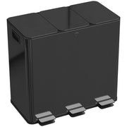 Triple Garbage Bin - 3 x 20L Stainless Steel Black-DECOROLALA