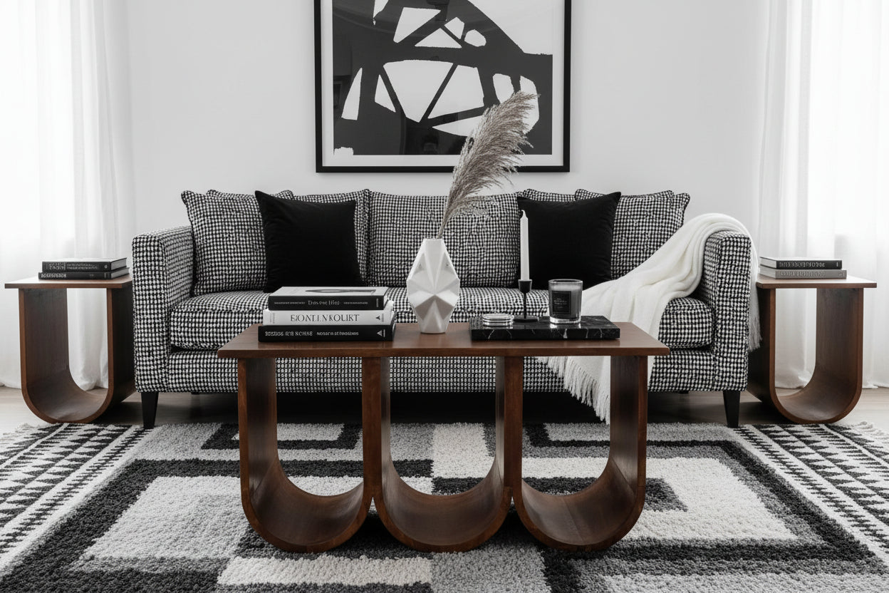 Triple Open Mango Wood Coffee Table - Chestnut Finish-Coffee Table-DECOROLALA