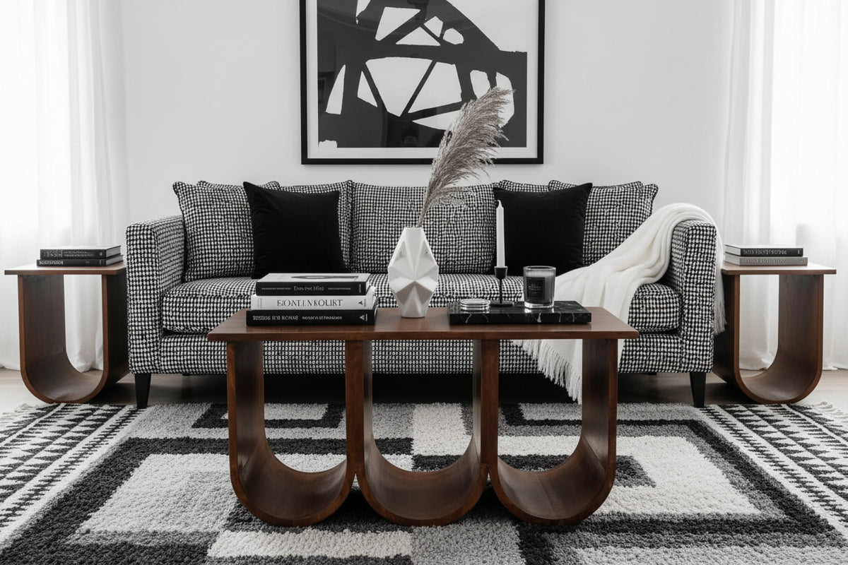 Triple Open Mango Wood Coffee Table - Chestnut Finish-Coffee Tables-DECOROLALA