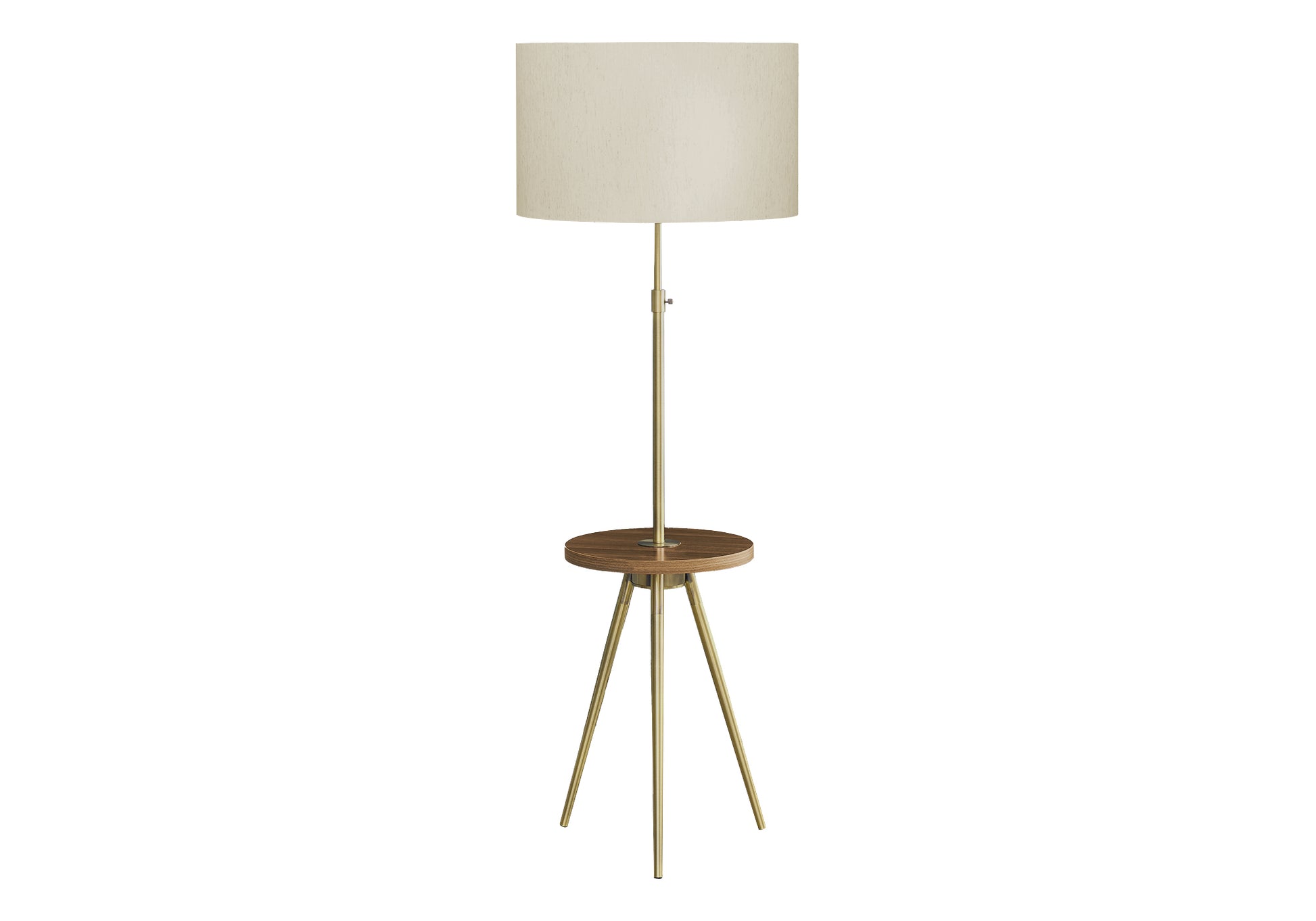 Tripod Floor Lamp 66"H Black Metal with Shelf-Lighting-DECOROLALA