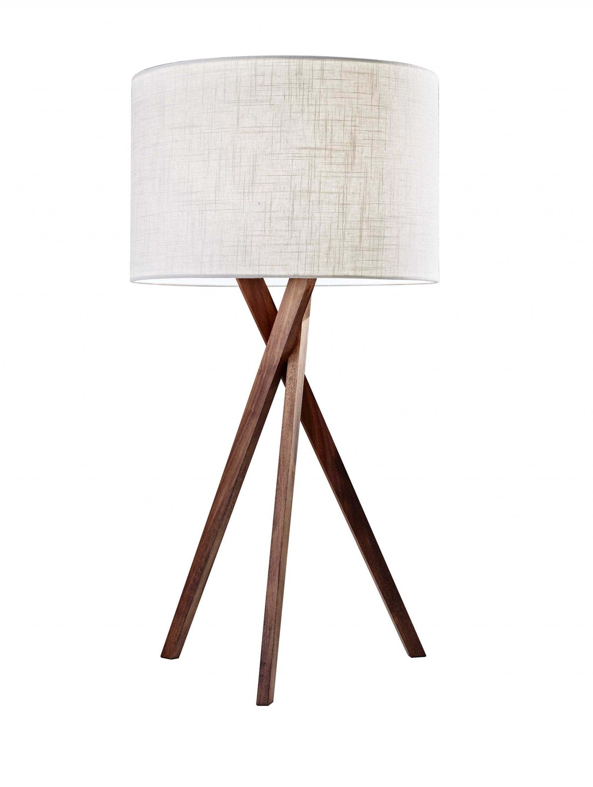 Tripod Leg Walnut Wood Table Lamp-Table Lamps-DECOROLALA