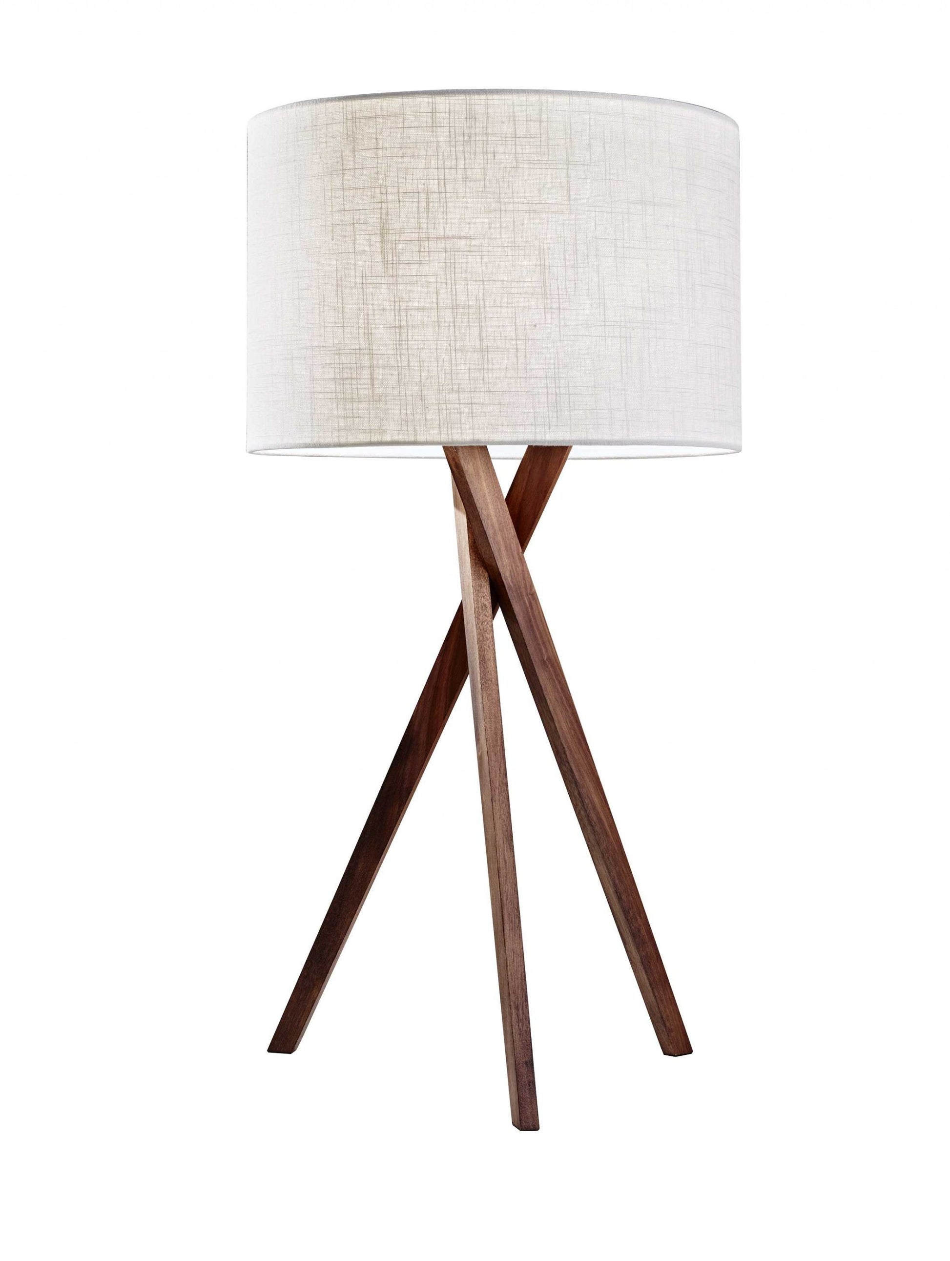 Tripod Leg Walnut Wood Table Lamp-Table Lamps-DECOROLALA