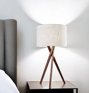 Tripod Leg Walnut Wood Table Lamp-Table Lamps-DECOROLALA