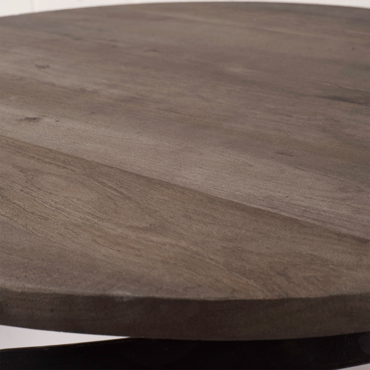 Triumph 40" Round Brown Solid Wood Top Black Metal Base Coffee Table-Coffee Tables-DECOROLALA