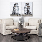 Triumph 40" Round Brown Solid Wood Top Black Metal Base Coffee Table-Coffee Tables-DECOROLALA