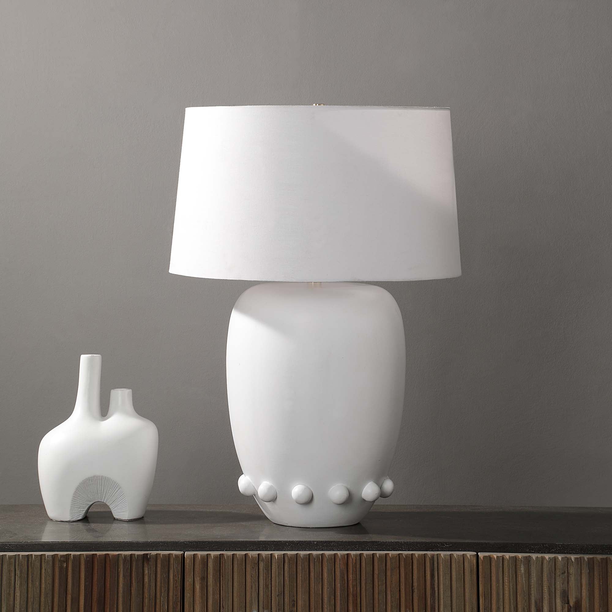 Trivor 28" Length Table Lamp, Off-White-Table Lamp-DECOROLALA