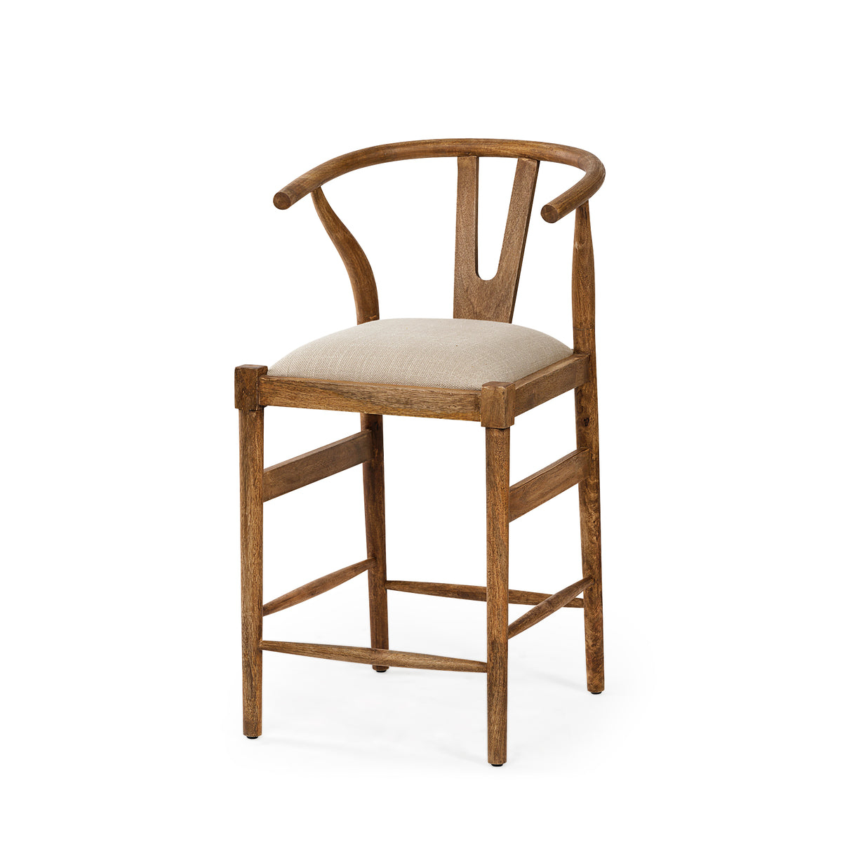 Trixie Cream Upholstered Seat Wood Frame Counter Stool-Bar Stools-DECOROLALA