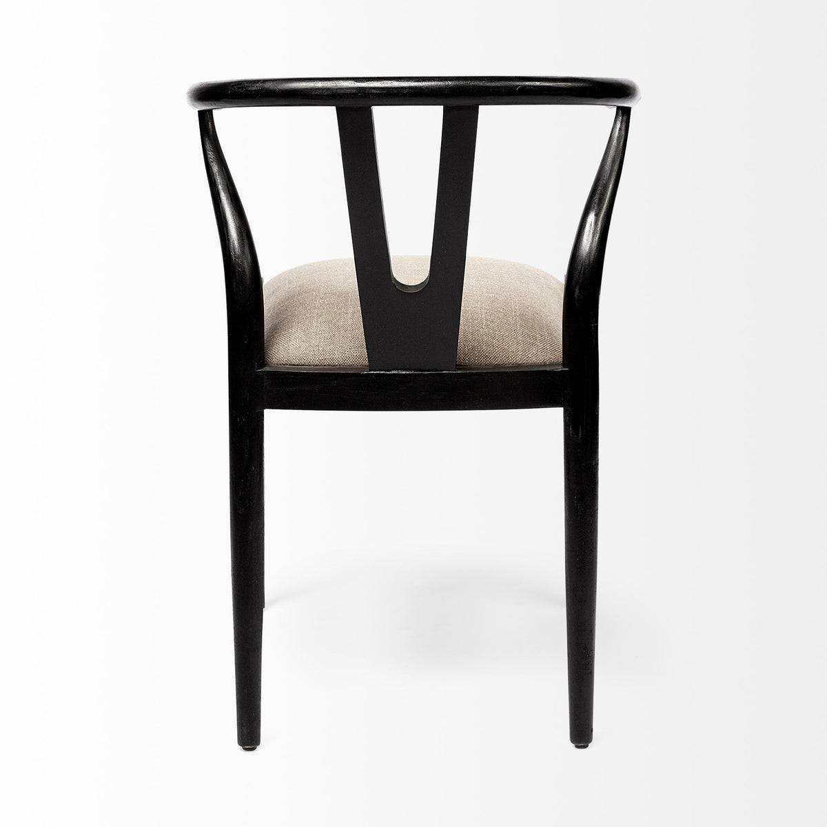Trixie Curved Back Dining Arm Chair | Cream Fabric w/ Wood-Dining Chairs-DECOROLALA
