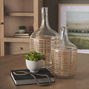 Troian Decorative Bottle - Rattan Wrapped Glass-Decorative Bottles-DECOROLALA