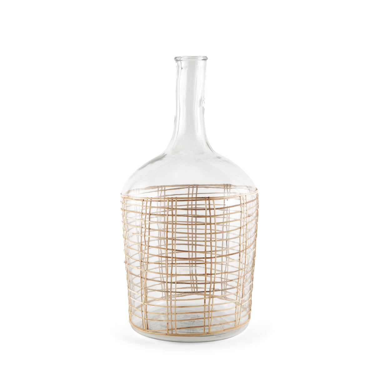 Troian Large Rattan Wrapped Glass Bottle-Decorative Bottles-DECOROLALA