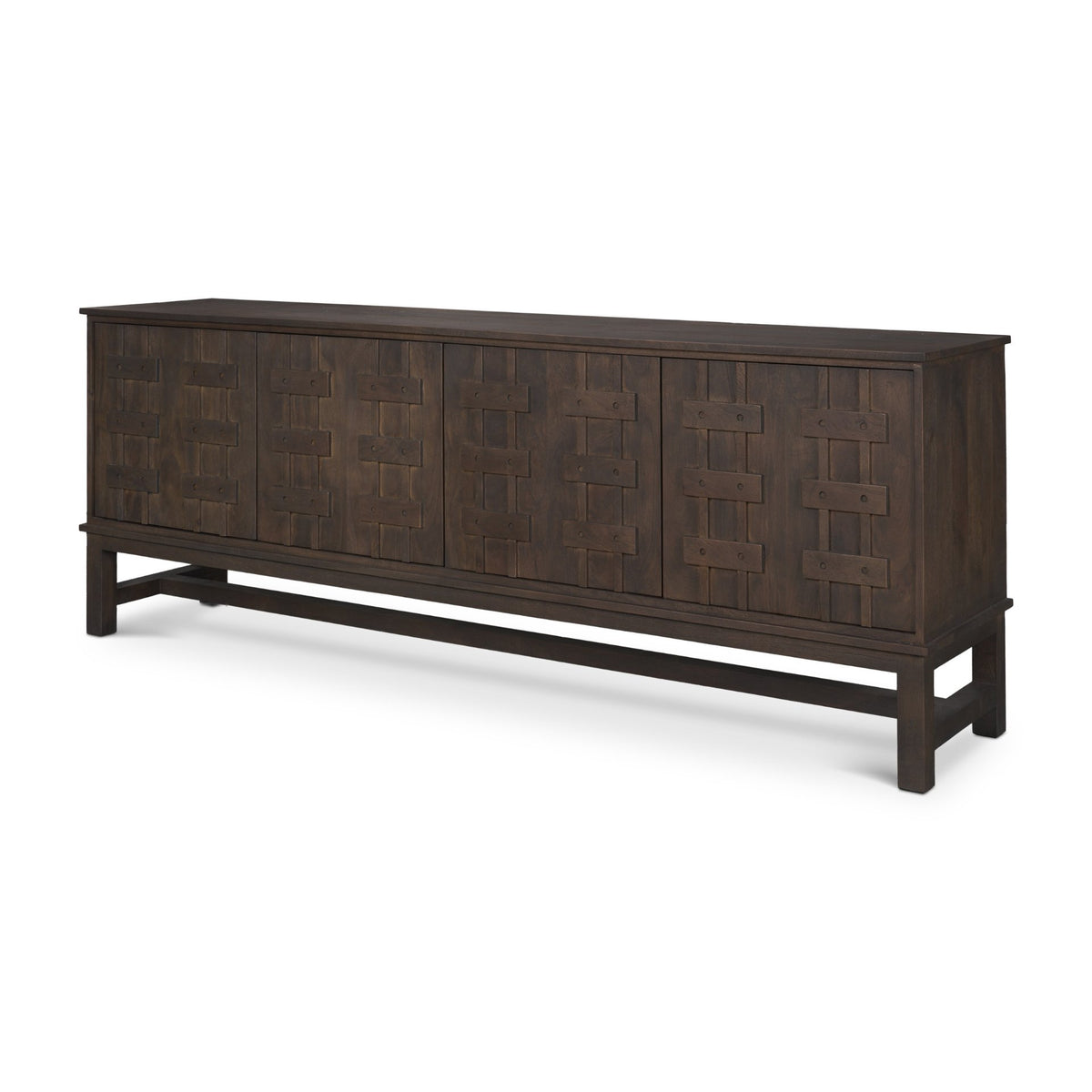 Truss Dark Wood 4 Door Closed Sideboard-Sideboards & Buffets-DECOROLALA