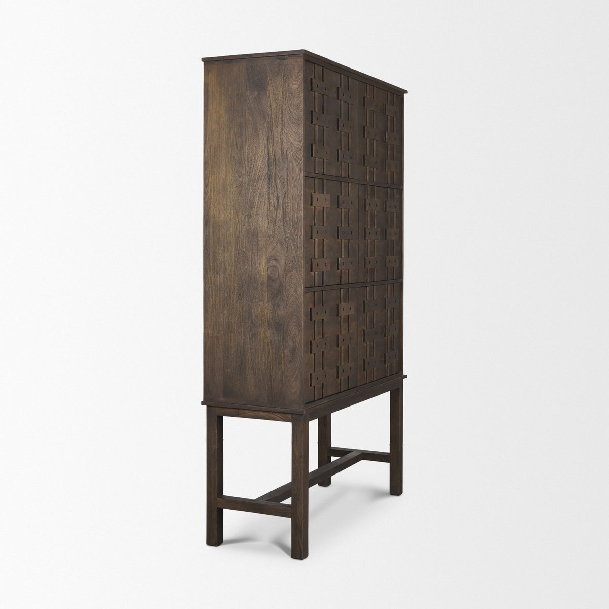 Truss Dark Wood 6 Door Tall Cabinet-Cabinets-DECOROLALA