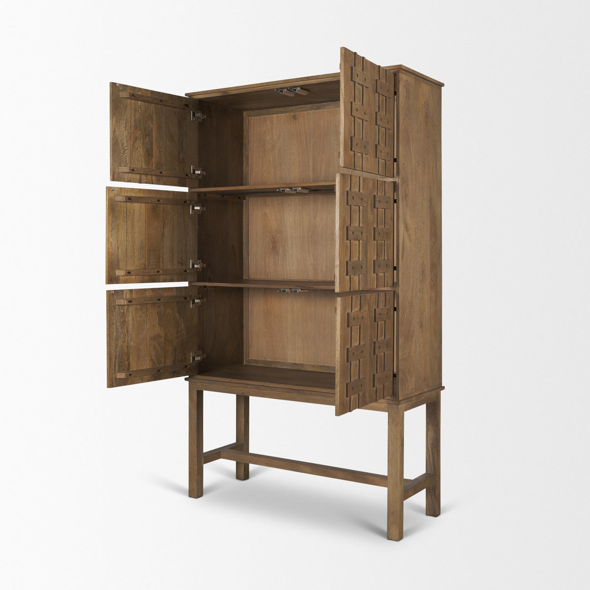 Truss Dark Wood 6 Door Tall Cabinet-Cabinets-DECOROLALA