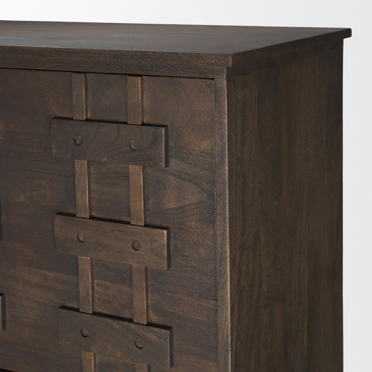 Truss Dark Wood 6 Door Tall Cabinet-Cabinets-DECOROLALA