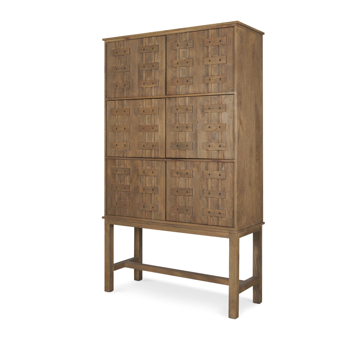 Truss Dark Wood 6 Door Tall Cabinet-Cabinets-DECOROLALA