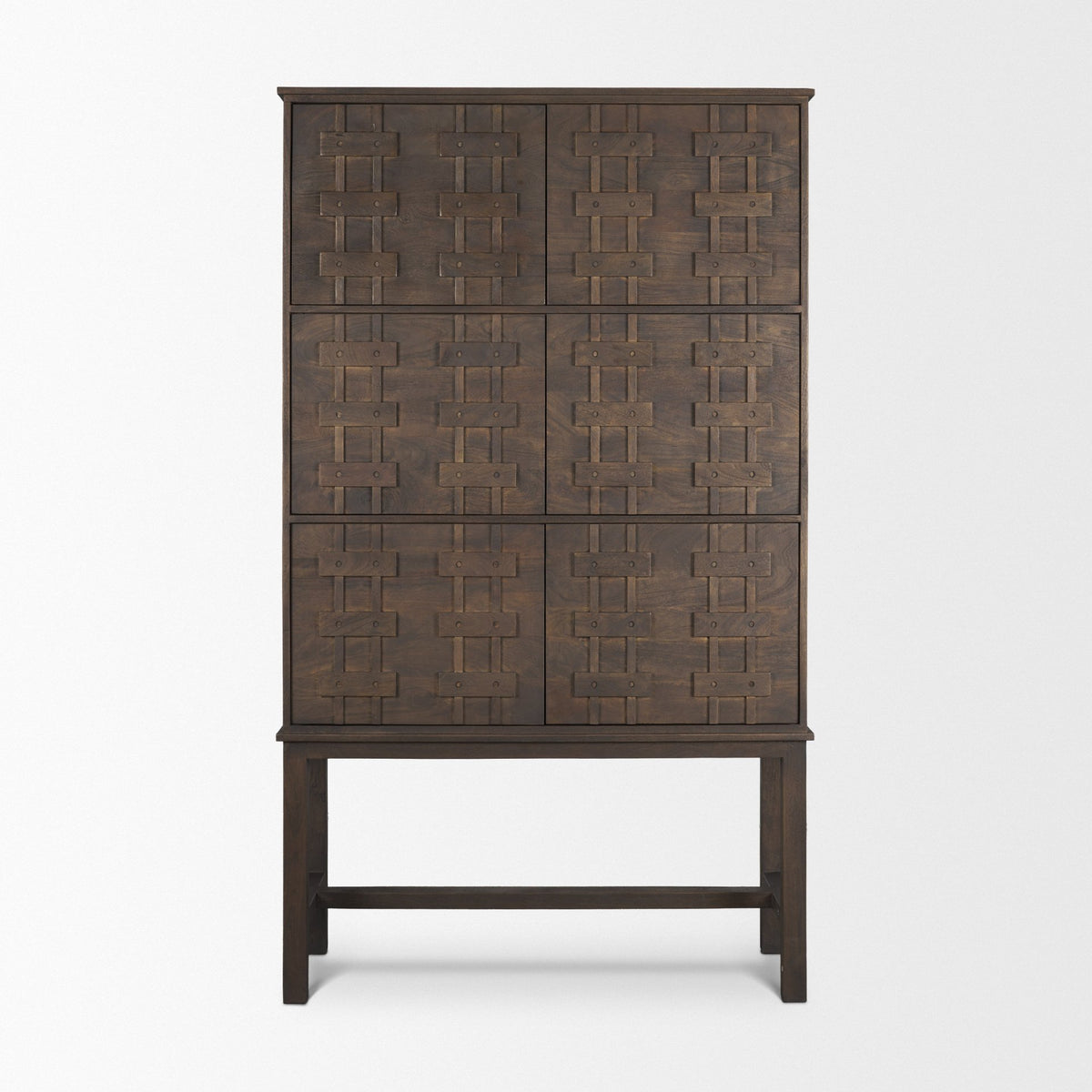 Truss Dark Wood 6 Door Tall Cabinet-Cabinets-DECOROLALA