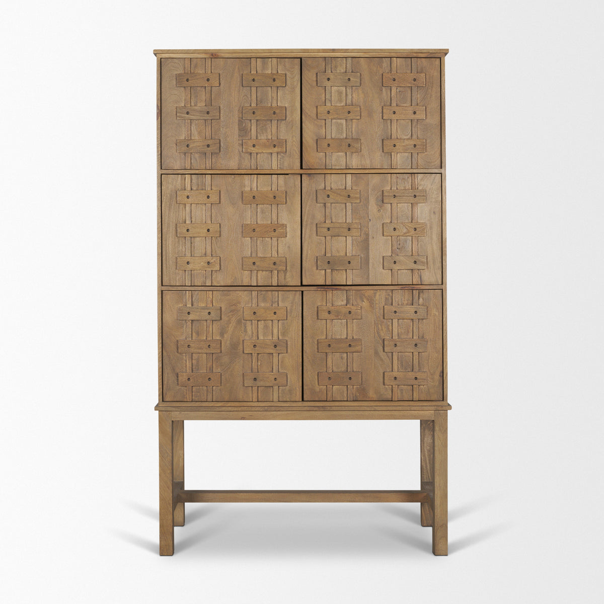 Truss Dark Wood 6 Door Tall Cabinet-Cabinets-DECOROLALA