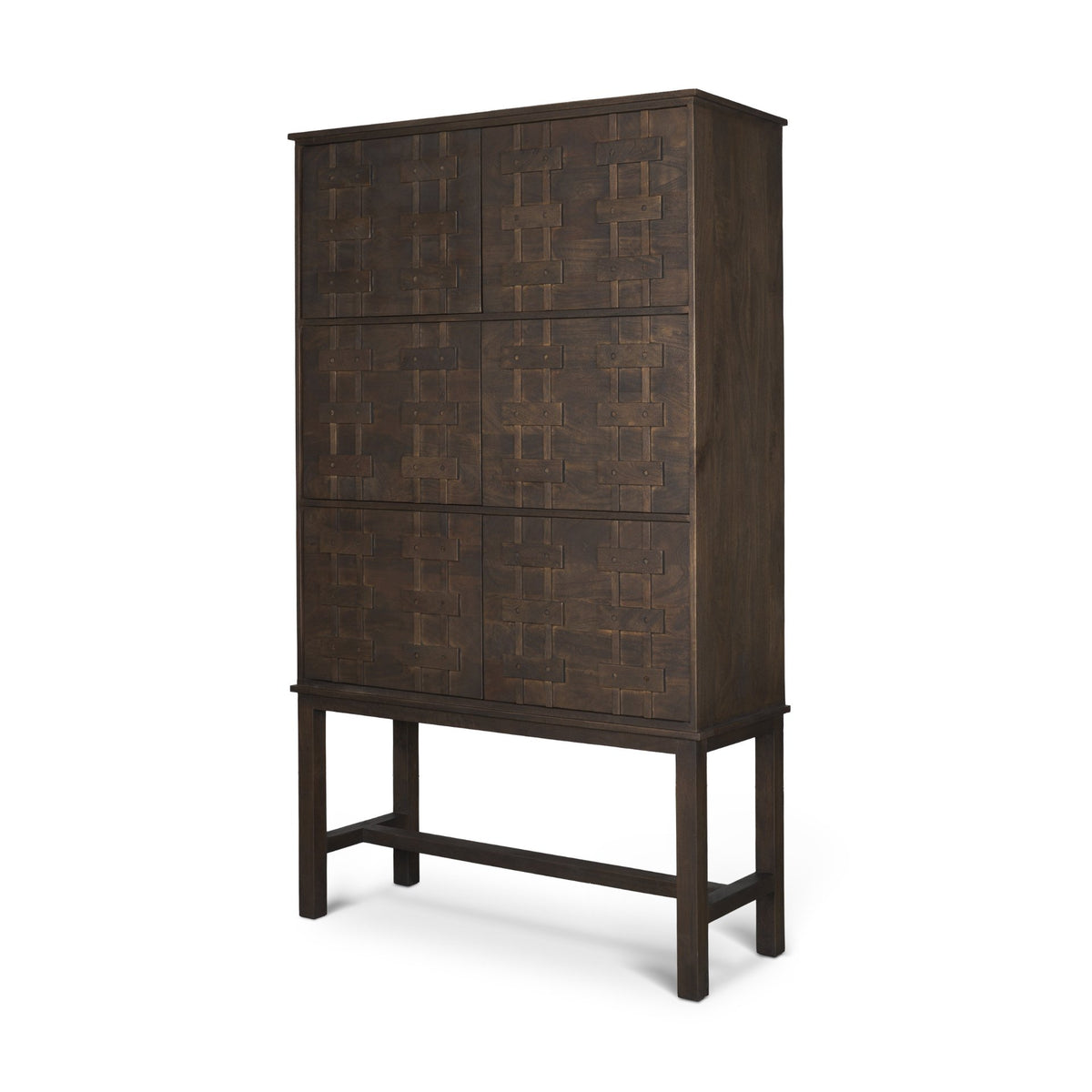 Truss Dark Wood 6 Door Tall Cabinet-Cabinets-DECOROLALA