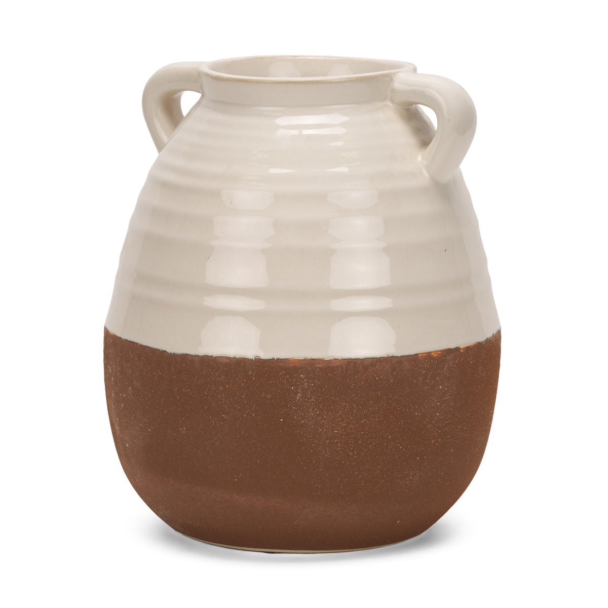Tryna Large Ceramic Vase - Beige and Matte Brown-Vases-DECOROLALA