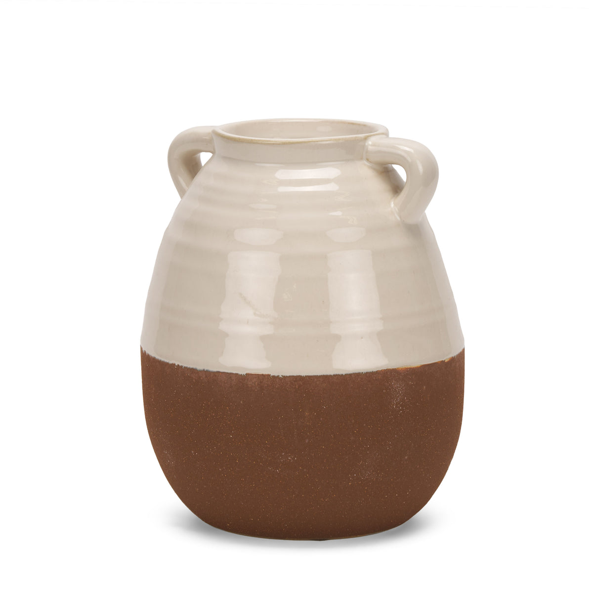Tryna Small Beige w/ Matte Brown Ceramic Vase-Vase-DECOROLALA