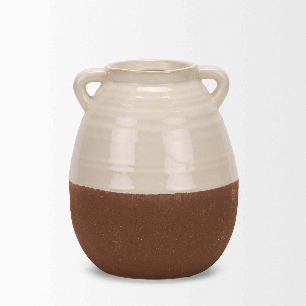 Tryna Small Beige w/ Matte Brown Ceramic Vase-Vase-DECOROLALA