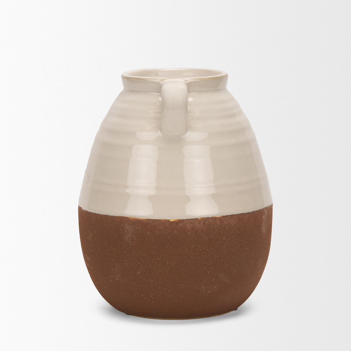 Tryna Small Beige w/ Matte Brown Ceramic Vase-Vase-DECOROLALA