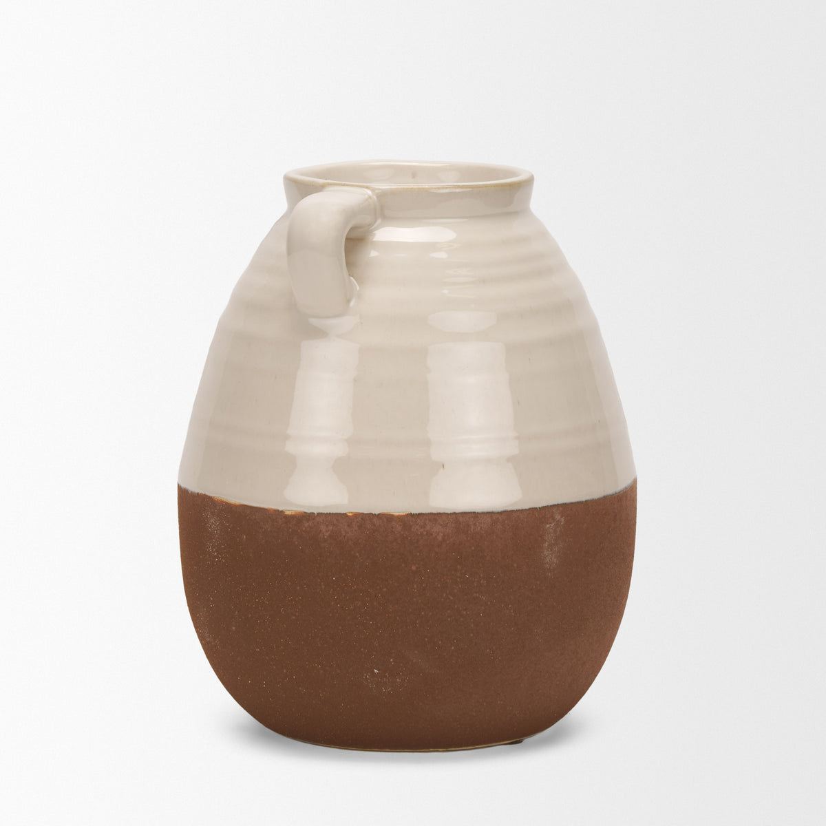 Tryna Small Beige w/ Matte Brown Ceramic Vase-Vase-DECOROLALA
