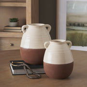 Tryna Small Beige w/ Matte Brown Ceramic Vase-Vase-DECOROLALA