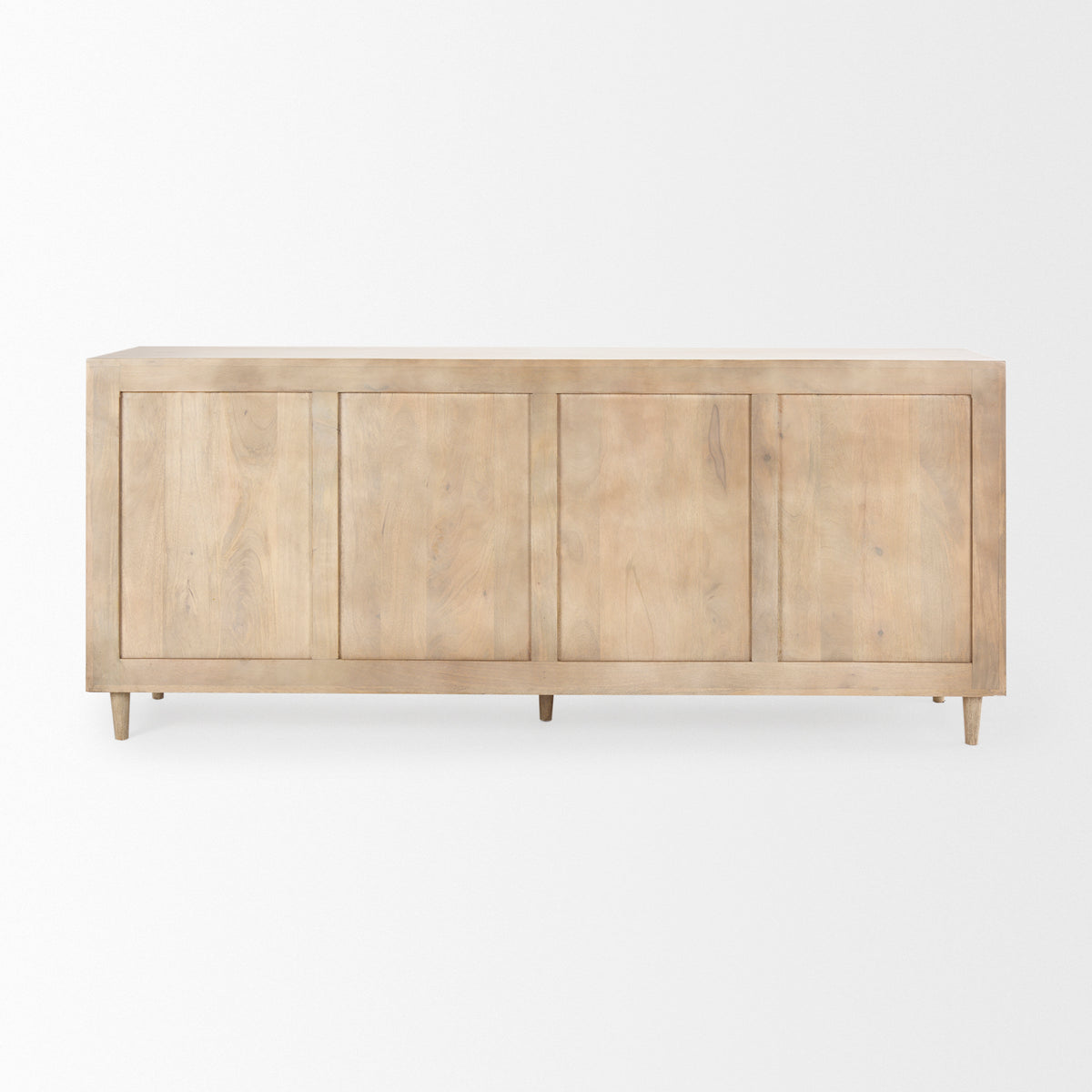 Tucker Light Brown Wood w/ Carved Arch Pattern 4 Door Sideboard-Sideboards & Buffets-DECOROLALA
