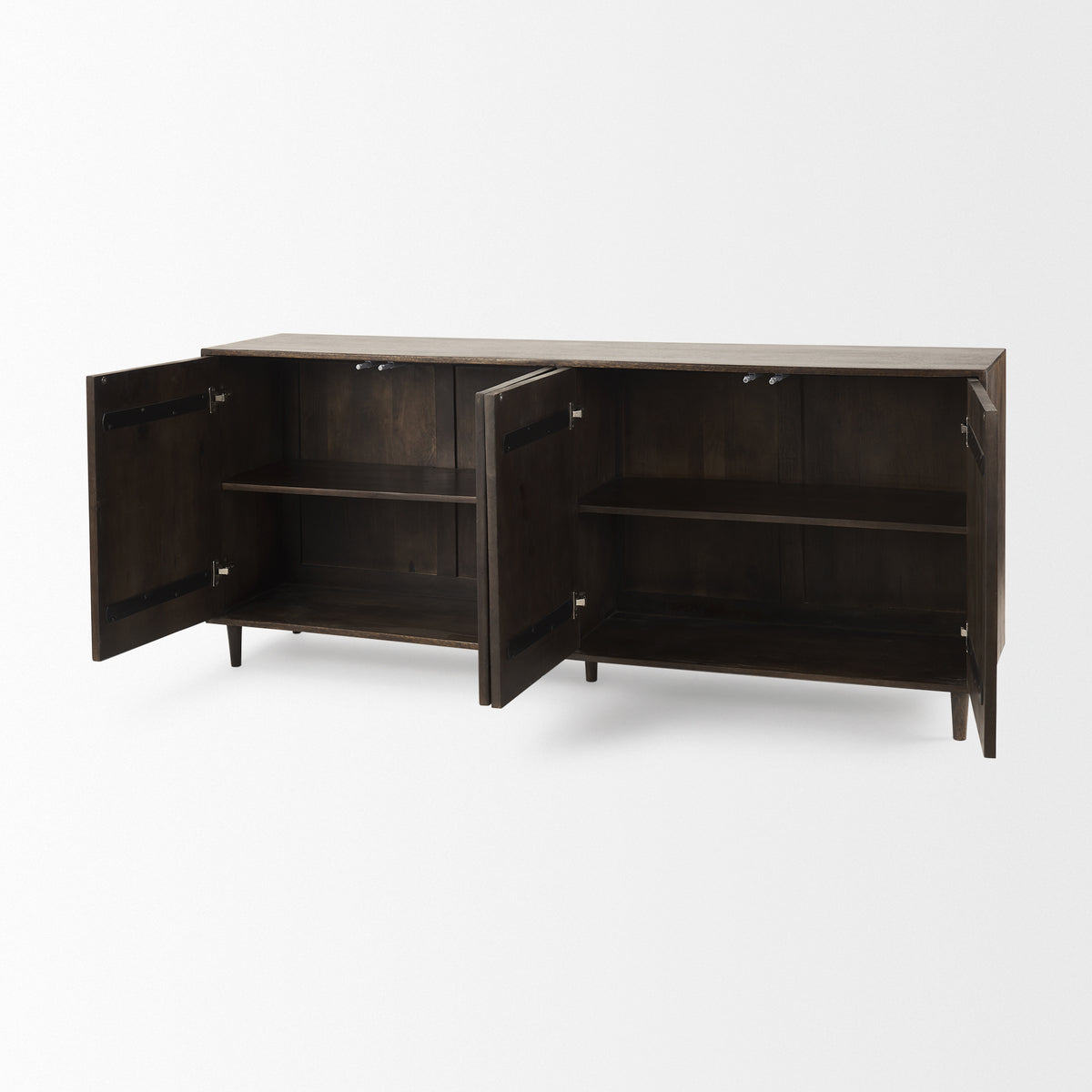 Tucker Light Brown Wood w/ Carved Arch Pattern 4 Door Sideboard-Sideboards & Buffets-DECOROLALA