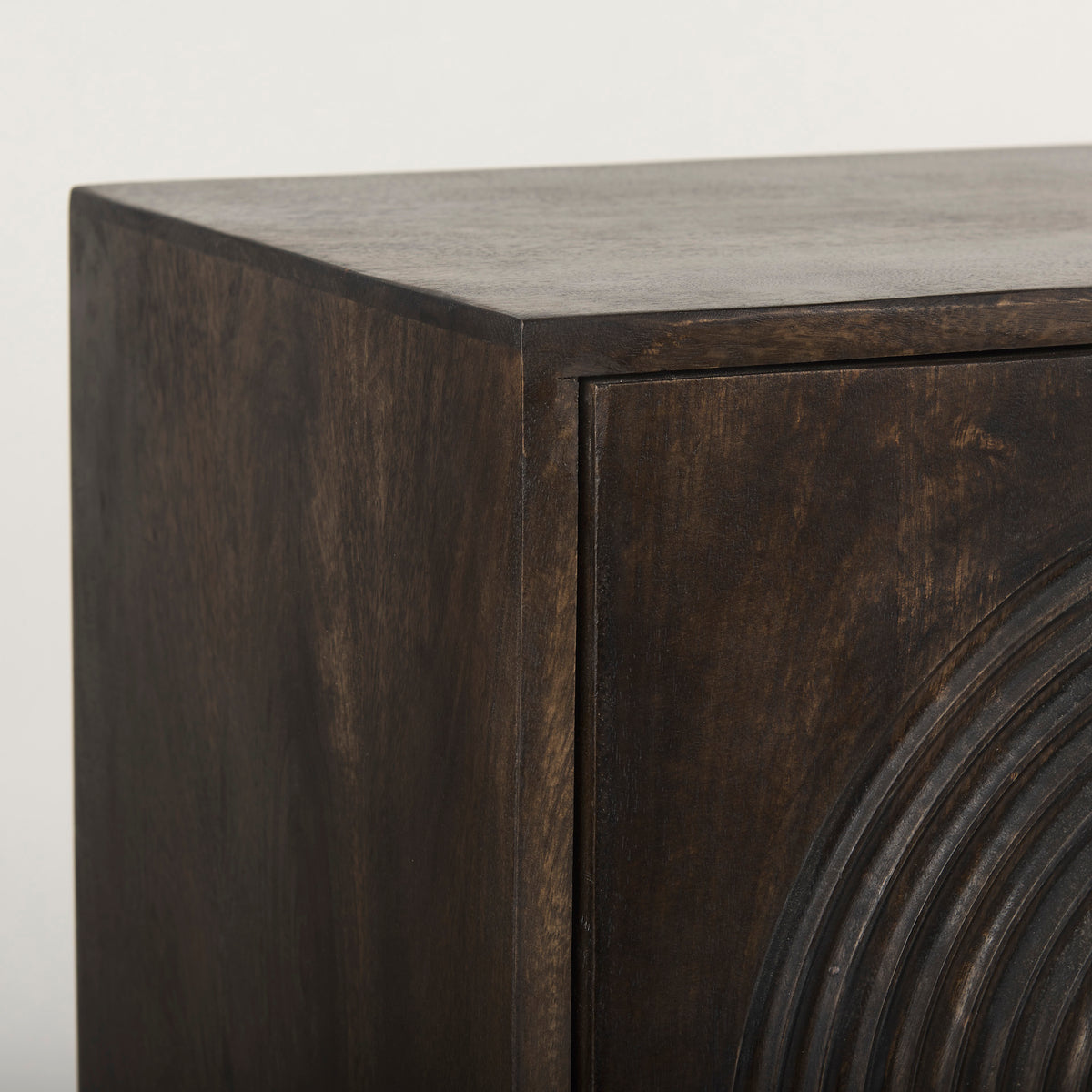 Tucker Light Brown Wood w/ Carved Arch Pattern 4 Door Sideboard-Sideboards & Buffets-DECOROLALA