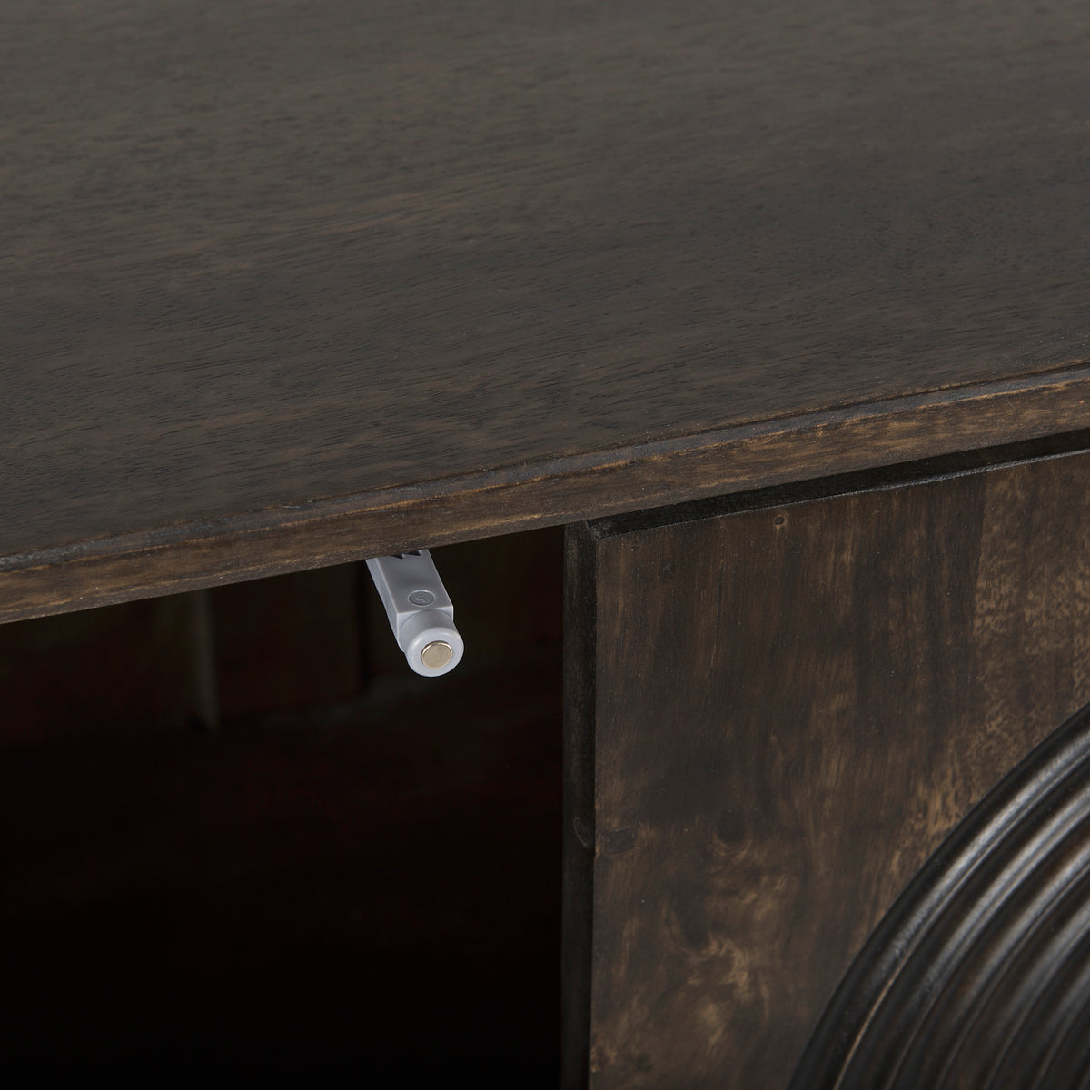 Tucker Light Brown Wood w/ Carved Arch Pattern 4 Door Sideboard-Sideboards & Buffets-DECOROLALA