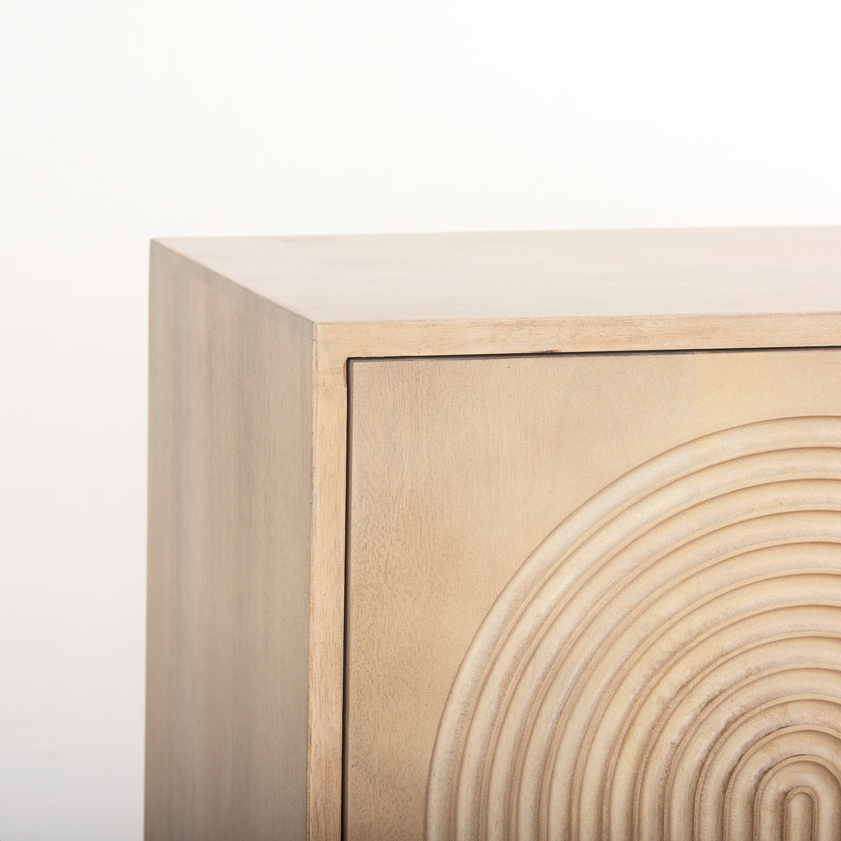 Tucker Light Brown Wood w/ Carved Arch Pattern 4 Door Sideboard-Sideboards & Buffets-DECOROLALA