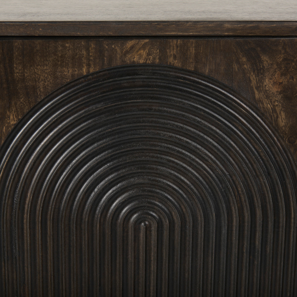 Tucker Light Brown Wood w/ Carved Arch Pattern 4 Door Sideboard-Sideboards & Buffets-DECOROLALA