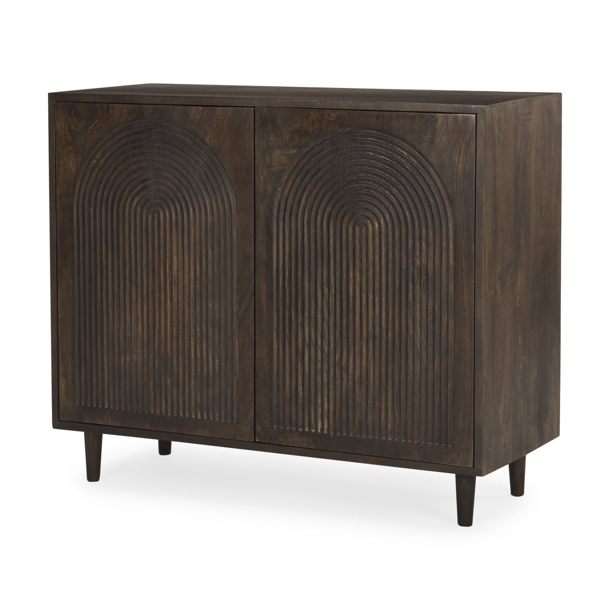 Tucker Wood w/ Carved Arch Pattern 2 Door Accent Cabinet-Accent Cabinets & Chests-DECOROLALA