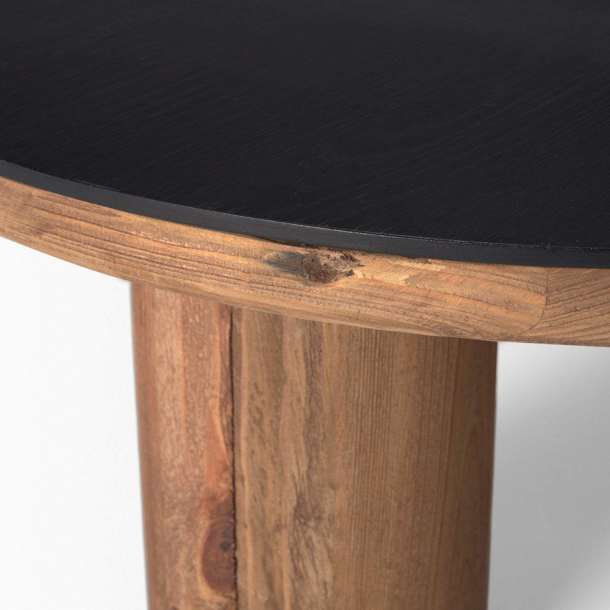 Tucson Natural Wood w/ Round Black Oak Top Coffee Table-Coffee Tables-DECOROLALA