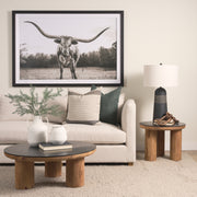 Tucson Natural Wood w/ Round Black Oak Top Coffee Table-Coffee Tables-DECOROLALA