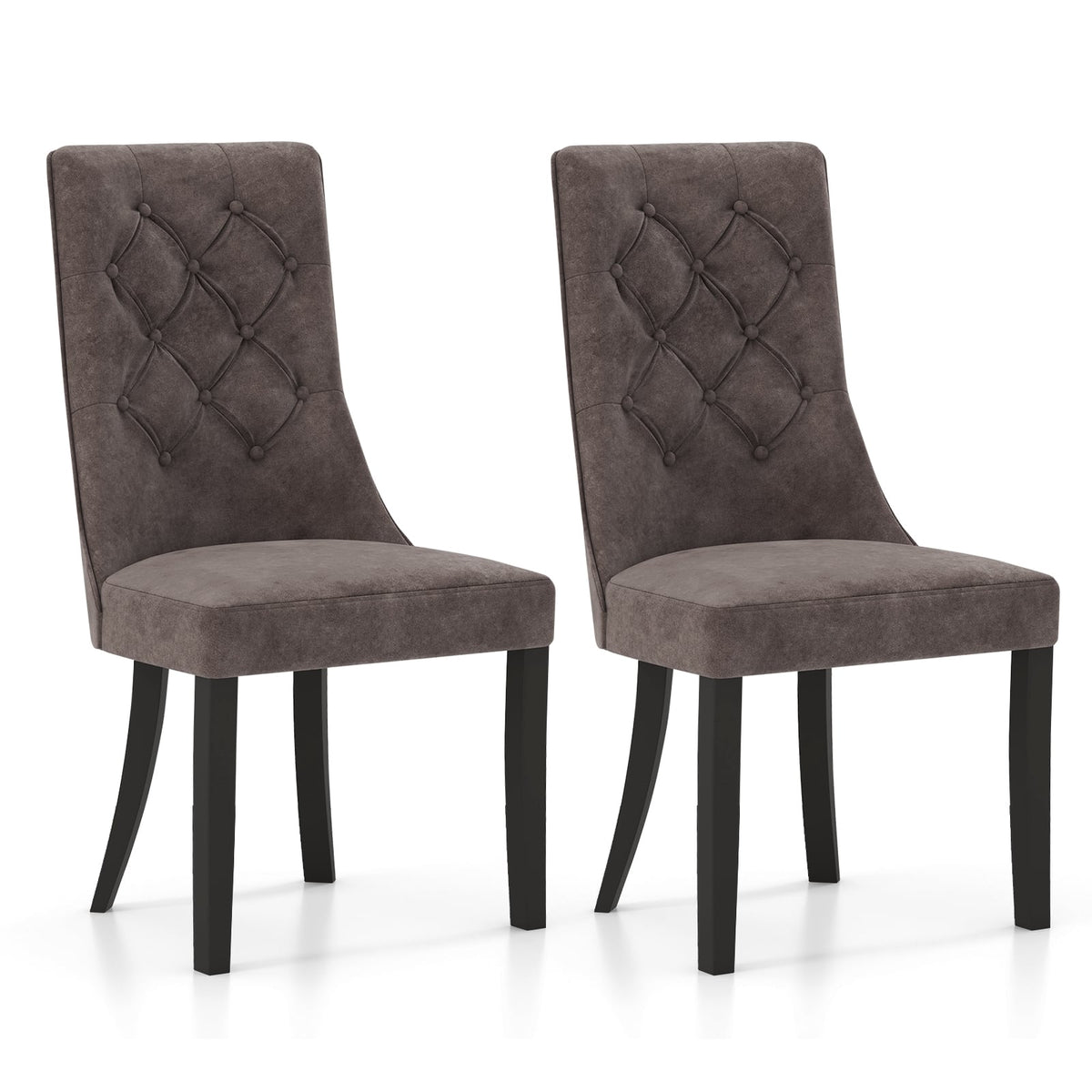 Tufted Dining Chairs Set of 2 with High Backrest and Padded Seat-Gray-Dining Chairs-DECOROLALA
