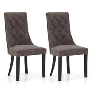 Tufted Dining Chairs Set of 2 with High Backrest and Padded Seat-Gray-Dining Chairs-DECOROLALA