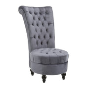 Tufted High Back Velvet Accent Chair - Ash Grey-DECOROLALA