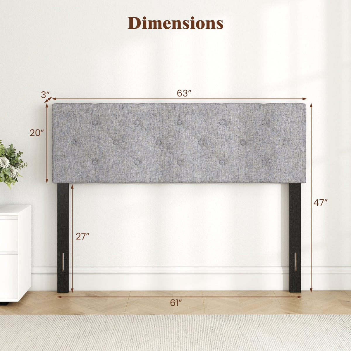 Tufted Linen Upholstered Headboard - Full/Queen Adjustable Panel-Headboards-DECOROLALA