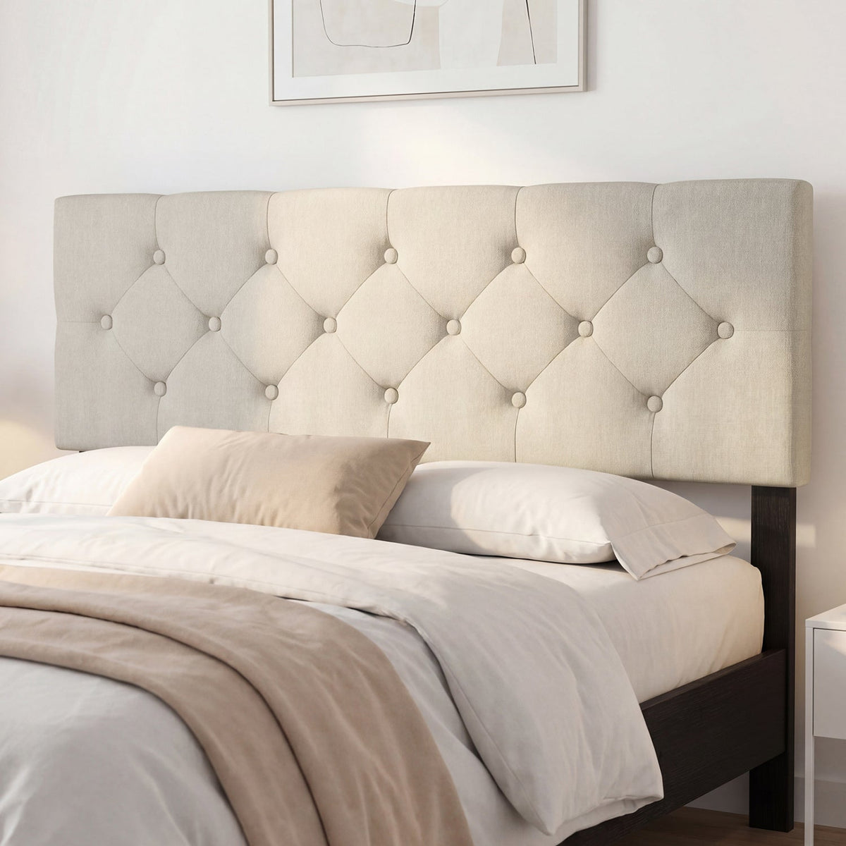 Tufted Linen Upholstered Headboard - Full/Queen Adjustable Panel-Headboards-DECOROLALA