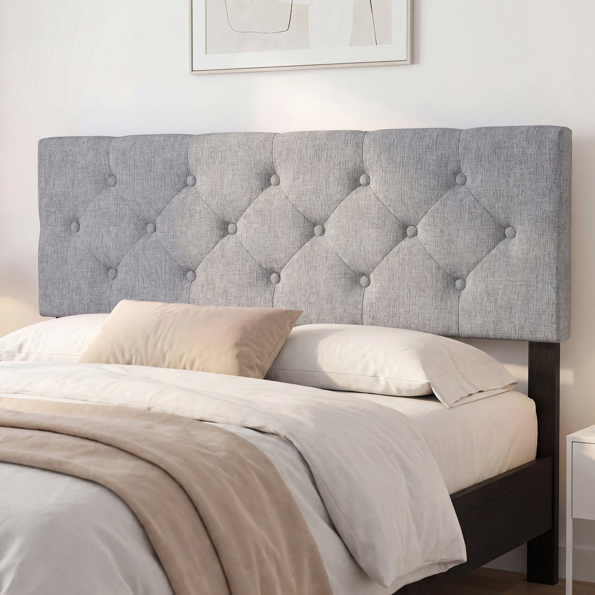 Tufted Linen Upholstered Headboard - Full/Queen Adjustable Panel-Headboards-DECOROLALA