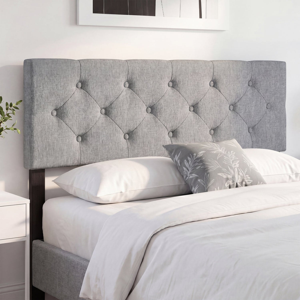 Tufted Linen Upholstered Headboard - Full/Queen Adjustable Panel-Headboards-DECOROLALA